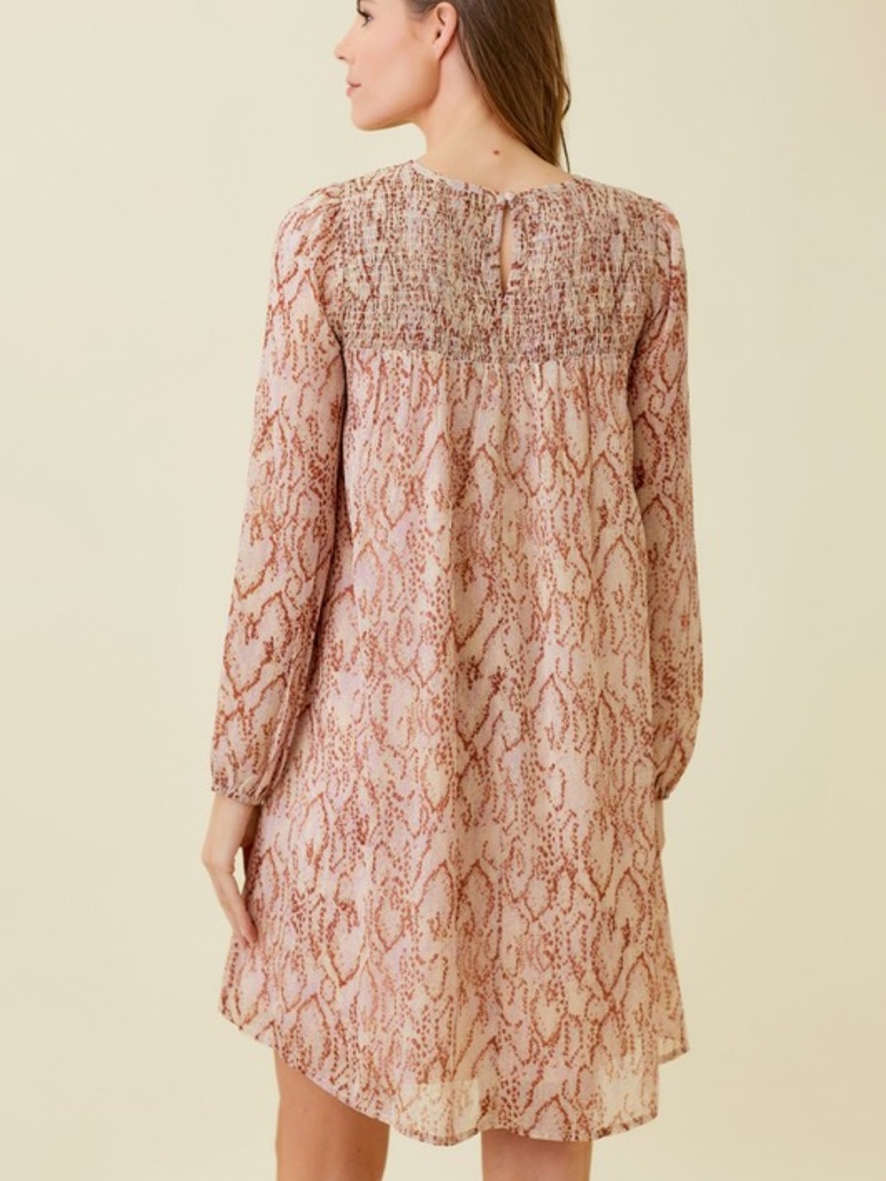 Smocked Yoke Top Chiffon Dress - Picture 6 of 7